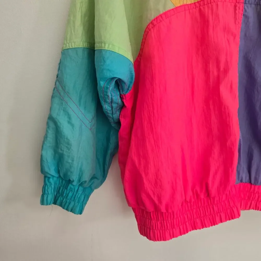 Vintage 80s Kids London Fog Windbreaker Jacket Neon Colorblock Nostalgia Large